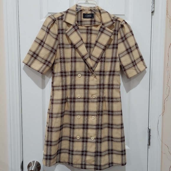 Cider Dresses & Skirts - Plaid Collar Blazer Jacket Mini Dress